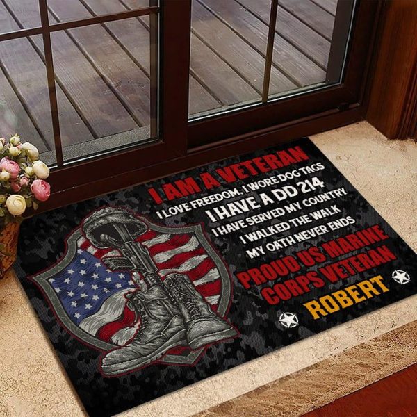 Veteran door mat with your name - I m brave Marine Corps Online Hot Sale