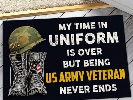 Veteran door mat - Time being Veterans never ends Army Cheap