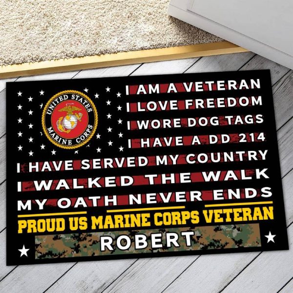 Veteran door mat with your name - Pride Marine Corps Online now