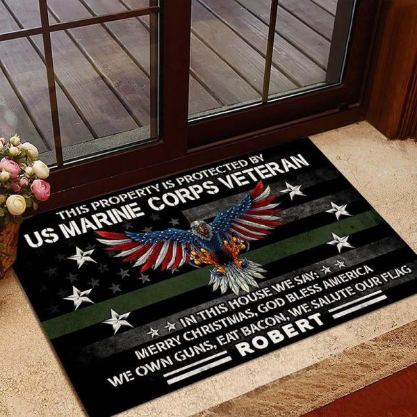 Veteran door mat - In this house we say Marine Corps Online