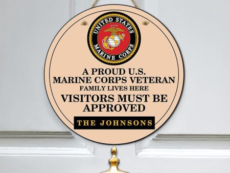 Door sign - Veteran family lives here Marine corps Online now