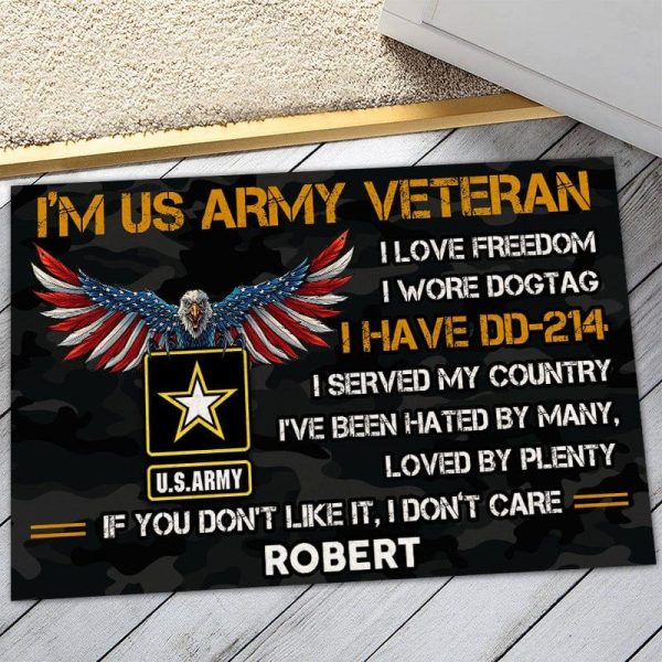 Veteran door mat with your name - USA Eagle Army For Discount