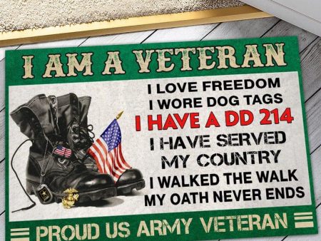 Veteran door mat with your name - I m a patriot Army Cheap