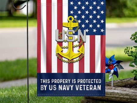 Veteran Flag - This propery is protected Navy For Sale