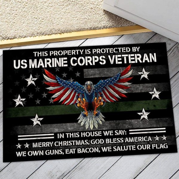 Veteran door mat - In this house we say Marine Corps Online