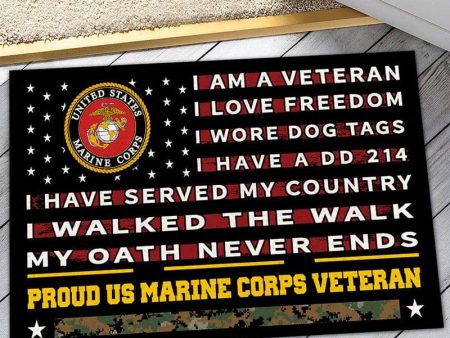 Veteran door mat - Pride Marine Corps on Sale