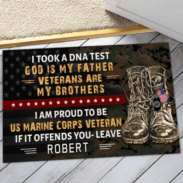 Veteran door mat with your name - Veterans are my brothers Marine Corps Discount