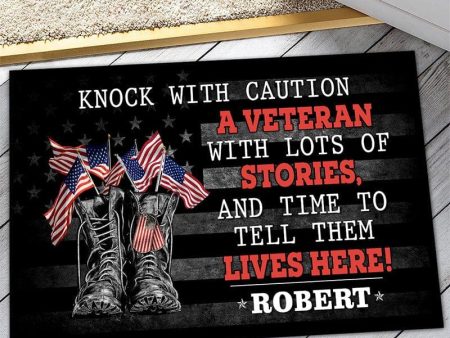 Veteran door mat - Knock with the caution Fashion