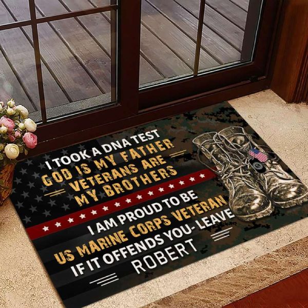 Veteran door mat with your name - Veterans are my brothers Marine Corps Discount