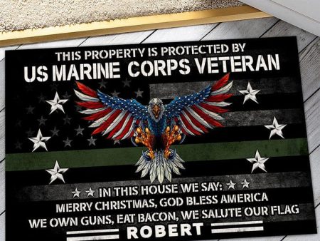 Veteran door mat - In this house we say Marine Corps Online