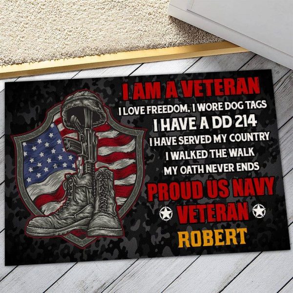 Veteran door mat with your name - I m brave Navy Online