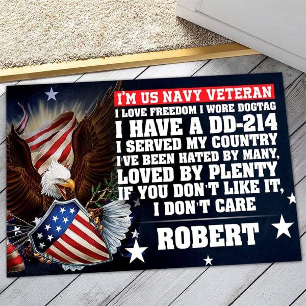 Veteran door mat with your name - I served my country Navy Discount