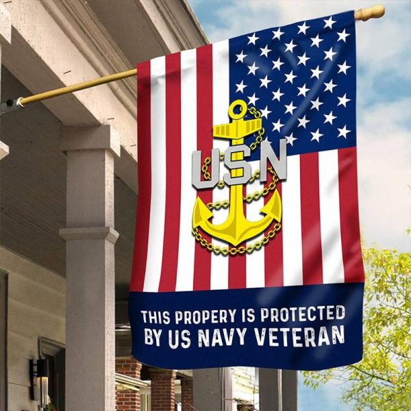 Veteran Flag - This propery is protected Navy For Sale