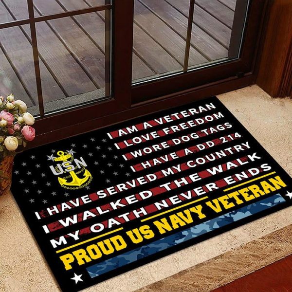 Veteran door mat with your name - Pride Navy For Discount