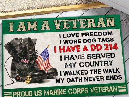 Veteran door mat with your name - I m a patriot Marine Corps Discount