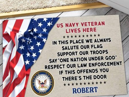 Veteran door mat with your name - One national under God Navy For Sale