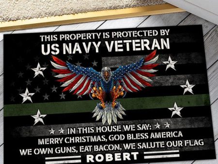 Veteran door mat - In this house we say Navy Supply