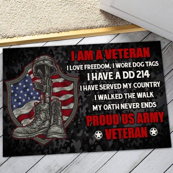 Veteran door mat with your name - I m brave Army Online