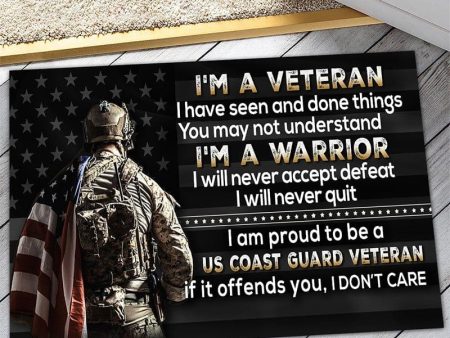 Veteran door mat with your name - I am a warrior Coast Guard Cheap