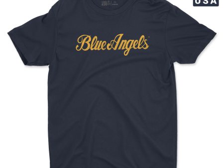 Blue Angels Script Men s T-Shirt For Discount