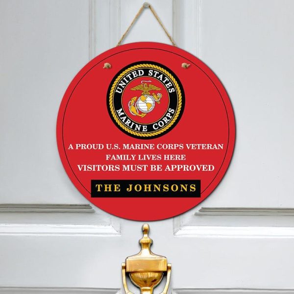 Door sign - A proud veteran family Marine corps Fashion