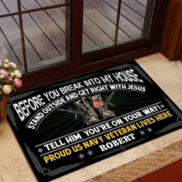 Veteran door mat with your name - Don t attack me Navy Online now