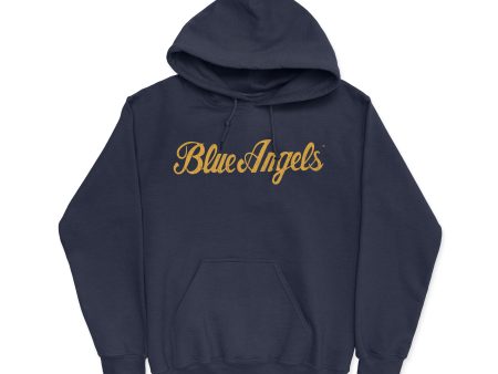 Blue Angels Script Men s Hoodie For Discount