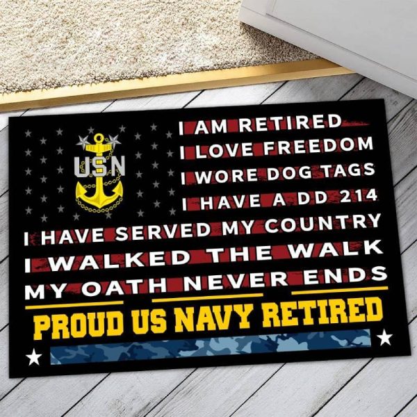 Veteran door mat with your name - Pride Navy For Discount