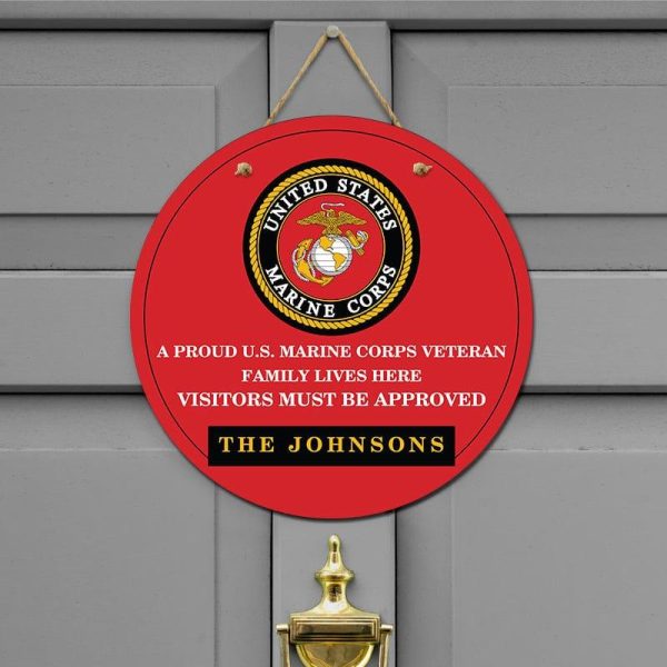 Door sign - A proud veteran family Marine corps Fashion