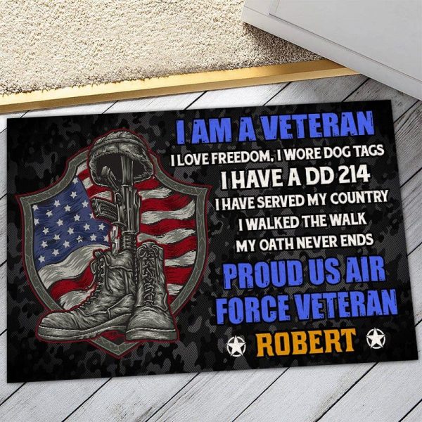 Veteran door mat with your name - I m brave Air Force Cheap