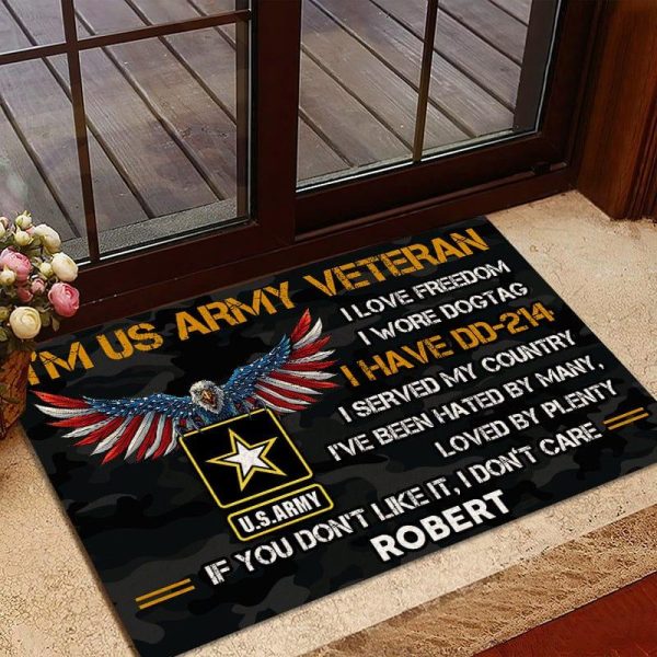 Veteran door mat with your name - USA Eagle Army For Discount