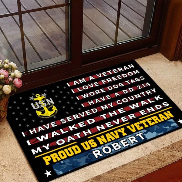 Veteran door mat - Pride Navy Cheap