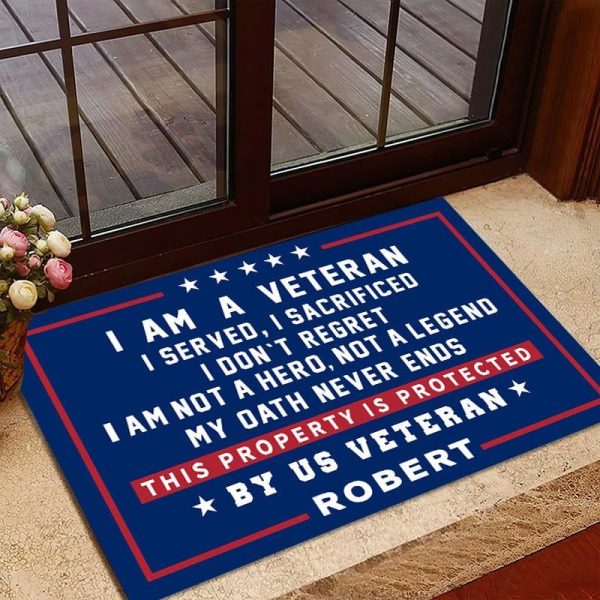 Veteran door mat with your name - This property is protected Hot on Sale