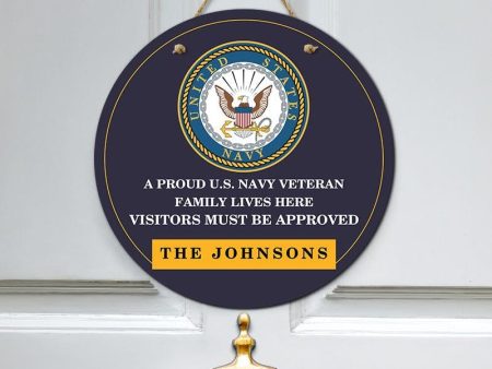 Door sign - A proud veteran family Navy Online