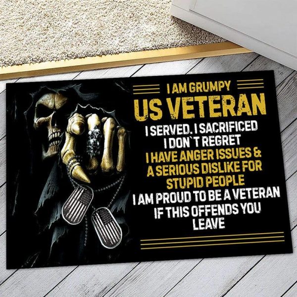 Veteran door mat with your name - Grumpy US Veteran Supply