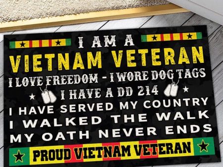 Vietnam veteran door mat with your name - Dogtag Online