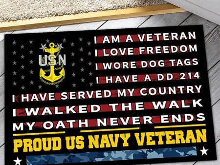 Veteran door mat with your name - Pride Navy For Discount