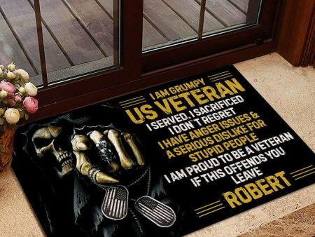 Veteran door mat with your name - Grumpy US Veteran Supply